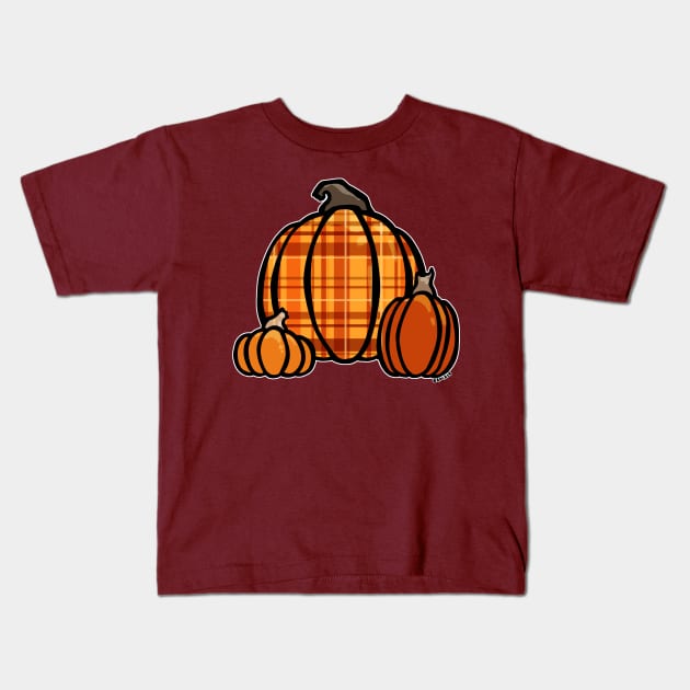 Warm Plaid Pumpkin Kids T-Shirt by Jan Grackle